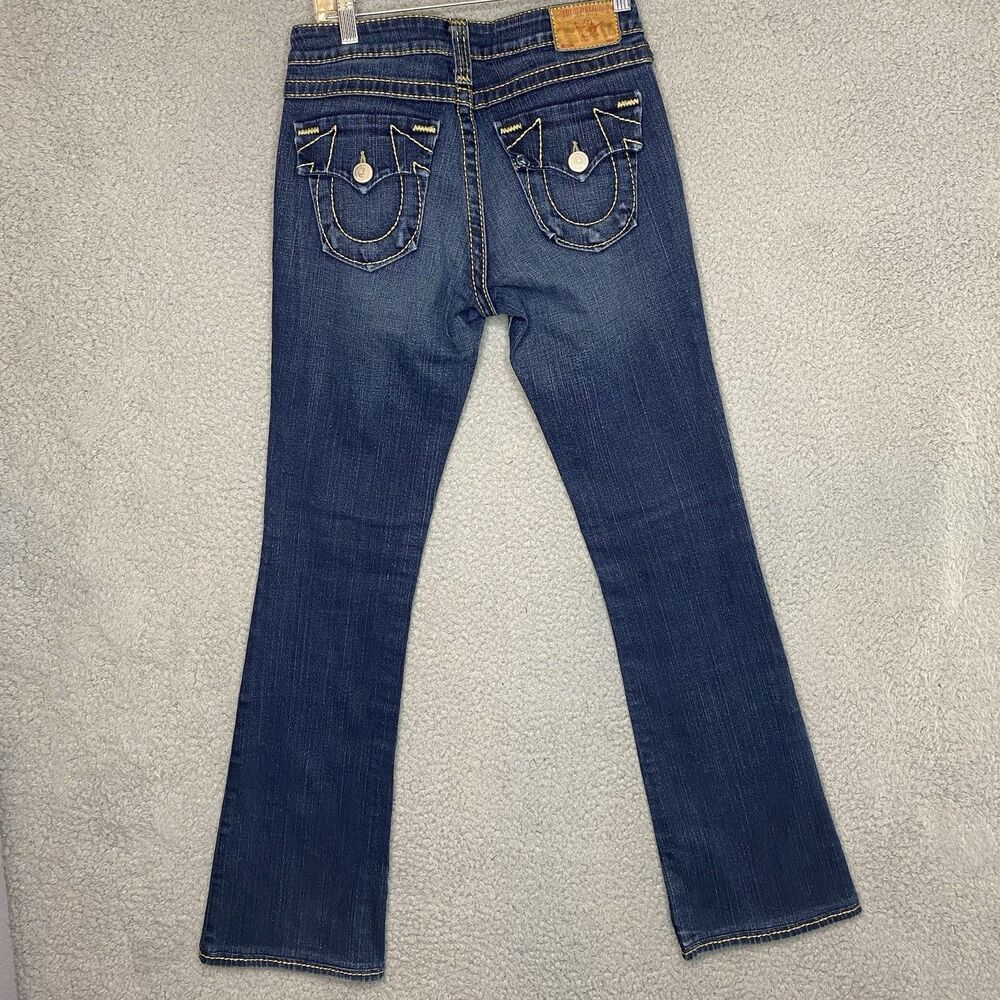 True Religion Y2K USA Jeans Women 27x32 Disco Becky Big T Bootcut Flap Pockets